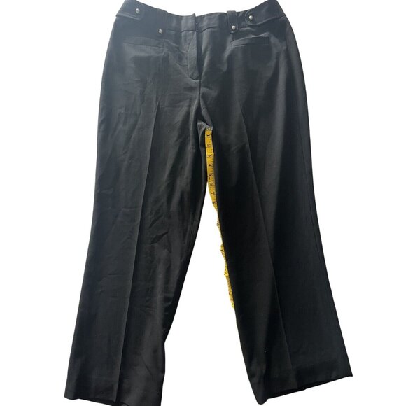 Larry Levine Black Stretch Pants Size 16 Womens With Button Detailing - Picture 1 of 7